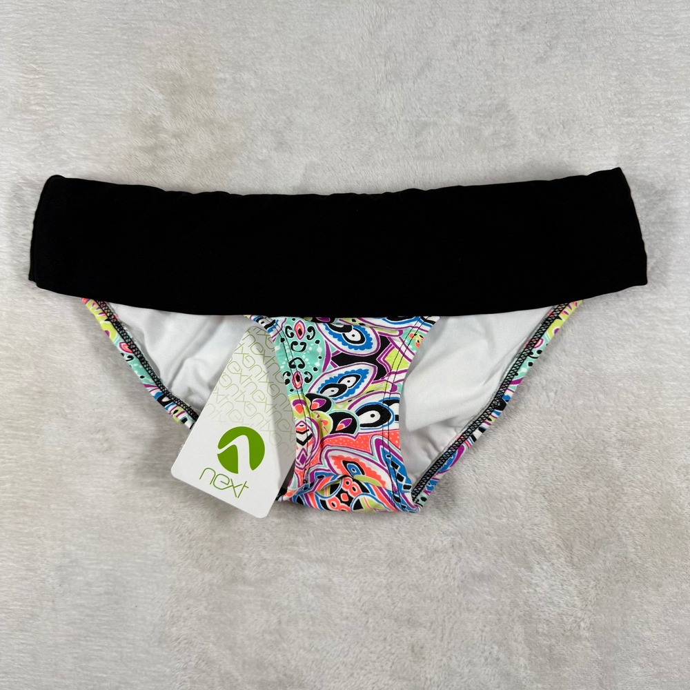 Next Banded Retro Pant Bikini Bottom Wellness Retreat XS Black Paisley NE47356